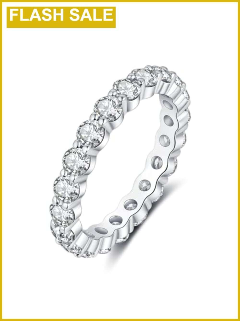 Moissanite Full Eternity Wedding Band 925 Sterling Silver 18K White Gold Plated